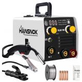 HANSNOK 130A MIG Welder 110V, 3-in-1 Flux Core/Lift TIG/Stick/Gasless MIG Welding Machine with Digital Display IGBT Inverter,110V Portable Welding Equipment