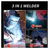HANSNOK 130A MIG Welder 110V, 3-in-1 Flux Core/Lift TIG/Stick/Gasless MIG Welding Machine with Digital Display IGBT Inverter,110V Portable Welding Equipment