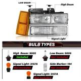 Bingbingmotor 8PCS Fits for 1994-1998 Chevy Silverado Tahoe Suburban C10 C/K 1500 2500 3500 Headlight Assembly Replacement w/Bumper Corner Lamp OE Style