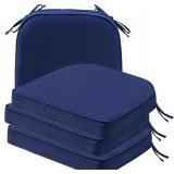 Round Corner Seat Cushions, 17" x 16" x 3.5", Set of 2, Indoor Outdoor Water Repellent Universal Chair Pads with Ties for Patio Furniture, Garden Deck Dining Chairs, Navy