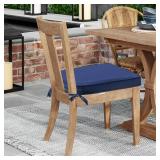 Round Corner Seat Cushions, 17" x 16" x 3.5", Set of 2, Indoor Outdoor Water Repellent Universal Chair Pads with Ties for Patio Furniture, Garden Deck Dining Chairs, Navy