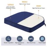 Round Corner Seat Cushions, 17" x 16" x 3.5", Set of 2, Indoor Outdoor Water Repellent Universal Chair Pads with Ties for Patio Furniture, Garden Deck Dining Chairs, Navy