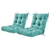 ARTPLAN Seat/Back Outdoor Chair Cushion,Patio Chair Cushion with Tie,Tufted Patio Cushion Replacement,Set of 2,20X20X4
