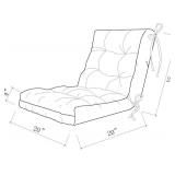 ARTPLAN Seat/Back Outdoor Chair Cushion,Patio Chair Cushion with Tie,Tufted Patio Cushion Replacement,Set of 2,20X20X4