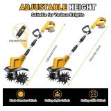 DEVONIC Cordless Electric Garden Tiller,21V 330RPM Tiller Cultivator 8" Tilling Width and 6" Depth Garden Rototiller with 2 * 2.0Ah Batteries for Lawn/Gardening (Cordless Tiller+2 Batteries)