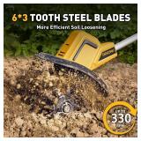 DEVONIC Cordless Electric Garden Tiller,21V 330RPM Tiller Cultivator 8" Tilling Width and 6" Depth Garden Rototiller with 2 * 2.0Ah Batteries for Lawn/Gardening (Cordless Tiller+2 Batteries)