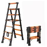 $110 6 Step Ladder,Folding Step Stool with Safety handrail,Wide Anti-Slip Pedal,Thick Rubber Feet,Lightweight Heavy Duty Foldable & Portable,330 lbs Capacity Step Tool for Home,Black