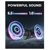 $110 KEMIMOTO ATV Speaker 6.5 Inch Bluetooth-connectivity ATV UTV Sound Bar w/ 20 RGB Light Modes, 2X Full Range Speakers 2X Tweeters Boat Sound System Compatible with Polaris Sportman Fourtrax Can Am