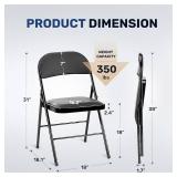 Simple Deluxe 2 Pack Folding Chairs with Leather Padded Cushion Seats & Durable Metal Frame, Foldable, Portable, Commercial Event Seat, Indoor Outdoor for Parties, Home, Office, Classic Black