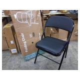 Simple Deluxe 2 Pack Folding Chairs with Leather Padded Cushion Seats & Durable Metal Frame, Foldable, Portable, Commercial Event Seat, Indoor Outdoor for Parties, Home, Office, Classic Black