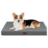 Outdoor Orthopedic Dog Bed, Waterproof Dog Bed for Large Dogs 30x20 Inch, Egg Crate Foam Pet Mat with Washable Removable Oxford Cooling Cover, Grey
