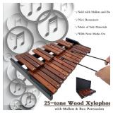 Portable Professional 25 Key Xylophone Alto Wood Xylophone, Adult School Band Student Percussion Educational, diatonic scale from F to F, semitone scale from F to D (Coffee Brown)