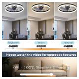 20" Ceiling Fan with Light, Upgraded Low Profile Fan, Flush Mount Ceiling Fan, 6 Speeds, Dimmable LED, App & Remote Control, Quiet DC Motor, for Bedroom, Living Room, F115 Black