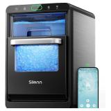$257 Nugget Ice Maker Countertop - Silonn Smart Pebble Ice Machine, Pellet Ice 44 lbs per Day, Crushed Ice from Timer Function and Status Alerts with Silonn App, Stainless Steel