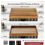 BLUEWEST Noodle Board Stove Cover with Handles, 3 in 1 Wood Stove Top Covers Board for Gas Burners and Electric Stove, Wooden RV Stovetop Cover, Tray for Kitchen Counter Space (Warm Acacia)