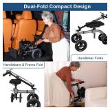 $130 Akoasm Collapsible All Terrain Knee Scooter for Adults for Foot Surgery, Adjustable Knee Walker Cart with Basket, Alternative to Crutches for Broken Leg Ankle Injuries, Dual Brakes, Grey