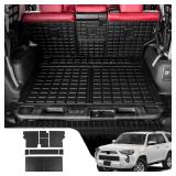 Cargo Mat Compatible with 2010-2024 Toyota 4Runner 5 Seat Trunk Mat Cargo Liner All Weather Back Seat Cover Protector 2023 4 Runner Accessories (Trunk Mat+Backrest Mats,Fit With Sliding Tray)