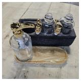 Coffee Syrup Dispenser, Glass Syrup Pump Dispenser for Coffee Bar Accessories, Maple Syrup Bottles with Tray, 16.9 fl oz Simple Syrup Bottles with 1/4oz Large Capacity Gold Pump