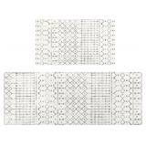 Kitchen Rugs and Mats Non Skid Washable Set of 2,Boho Moroccan Modern Farmhouse Faded Bohemian Runner Rug with Rubber Backing for Kitchen Decor and Accessories (Off-White 17"x47"+17"x30")