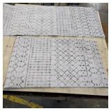 Kitchen Rugs and Mats Non Skid Washable Set of 2,Boho Moroccan Modern Farmhouse Faded Bohemian Runner Rug with Rubber Backing for Kitchen Decor and Accessories (Off-White 17"x47"+17"x30")