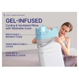 Cooling Gel Memory Foam Pillow - 1-Pack - King Size Bed Pillows For Sleeping - Medium-Firm - Back, Stomach and Side Sleeper Pillow - Shoulder & Back Pain Relief - Washable , Bamboo Viscose Cover