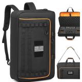 DJ Controller Case for DDJ-FLX4/ 200/400/SR2/REV1 Numark Party Mix 2/Mixtrack Platinum FX with 15.6" Laptop Compartment, DJ Controller Bag with Thick EVA Padding, Black+Orange