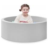 Foam Ball Pit, 35.4"x 11.8" Ball Pits for Toddlers, Soft Round Kiddie Baby Playpen Ball Pool for Kids, Ideal Gift for Babies Indoor and Outdoor Game, Grey, (Balls not Included)