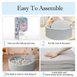 Foam Ball Pit, 35.4"x 11.8" Ball Pits for Toddlers, Soft Round Kiddie Baby Playpen Ball Pool for Kids, Ideal Gift for Babies Indoor and Outdoor Game, Grey, (Balls not Included)