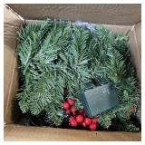 Christmas Garland, JTSIOV 9ft Artificial Christmas Tree Garland with 9ft Lights, Pine Cones, Red Berries, Branch Tips, Waterproof Christmas Decoration for Stairs, Fireplace, Door, Xmas Trees, Garden