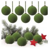 32 Pcs Green Velvet Christmas Balls Bulk - 3.15 Inch Flocked Christmas Tree Ball Ornaments Xmas Shatterproof Hanging Ornaments for Xmas Tree Garland Holiday Party Decoration