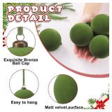 32 Pcs Green Velvet Christmas Balls Bulk - 3.15 Inch Flocked Christmas Tree Ball Ornaments Xmas Shatterproof Hanging Ornaments for Xmas Tree Garland Holiday Party Decoration