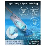 $155 (2023 Upgrade) KOKIDO Rechargable Pool Vacuum with Adjustable Pole and TWO Scrub Brush Heads, for Above Ground Pool, Inground Pool, Hot Tub, Spa Vac, Last 40 mins, Cordless Pool Spot Clean XTROVA