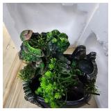 Tabletop Rockery Fountain Indoor Waterfall Bonsai Desktop Mini Rockery Water Fountain with Automatic Pump and LED Light, Home Office Bedroom Humidifier Desk Decorate (Style 1)