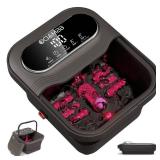 Collapsible Foot Spa with Heat, Bubble and Temp Control, Foot Bath Massager with XL Touch Screen and Massage Rollers, Foot Soaking Tub, Pedicure Foot spa for Stress Relief (Grey)