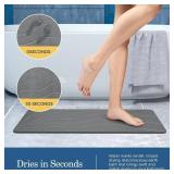 Stone Bath Mat Diatomaceous Earth Non-Slip Shower Mat,Quick Drying Diatomite Bath Stone Mat for Bathroom Floor -Super Absorbent,Natural, Easy to Clean(24 16" Grey)