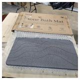 Stone Bath Mat Diatomaceous Earth Non-Slip Shower Mat,Quick Drying Diatomite Bath Stone Mat for Bathroom Floor -Super Absorbent,Natural, Easy to Clean(24 16" Grey)