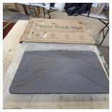 Stone Bath Mat Diatomaceous Earth Non-Slip Shower Mat,Quick Drying Diatomite Bath Stone Mat for Bathroom Floor -Super Absorbent,Natural, Easy to Clean(24 16" Grey)