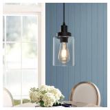 Industrial Pendant Lighting, Modern Clear Glass Shade Farmhouse Adjustable Hanging Light Fixtures for Kitchen Island Living Room Bedroom Hallway, 3-Pack