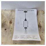 Industrial Pendant Lighting, Modern Clear Glass Shade Farmhouse Adjustable Hanging Light Fixtures for Kitchen Island Living Room Bedroom Hallway, 3-Pack