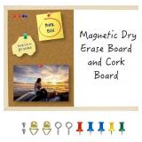 OWLKELA Dry Erase Cork Board 16.5"x12.6", Notice Pin Board, Memo Board, Vision Board, Bulletin Board for Office, Classroom or Home, Mounting Hardware and Push Pins Included, Wooden Frame