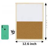 OWLKELA Dry Erase Cork Board 16.5"x12.6", Notice Pin Board, Memo Board, Vision Board, Bulletin Board for Office, Classroom or Home, Mounting Hardware and Push Pins Included, Wooden Frame
