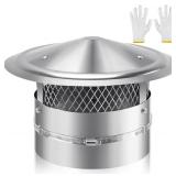 8 Inch Chimney Cap, 8" Stainless Steel Cone Top Chimney Cap with Screen, Adjustable and Reinforced Round Chimney Cap, Chimney Cover for Vents,Rain Cap for All-Round Chimney,8 Inch Round Chimney Cap
