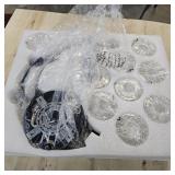 9 Light Semi Flush Mount Ceiling Light, Matte Black Ceiling Light, Farmhouse Dining Room Light Fixture with Clear Glass Shade, Kitchen Fixtures for Living Room