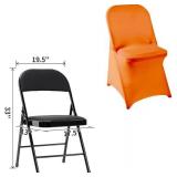 12 PCS Waterproof Stretch Spandex Folding Chair Covers, Dining Room Chair Slipcovers Protector for Wedding, Banquet, Party, Holidays, Celebration and Decoration Orange