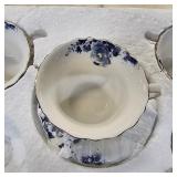 Jomop Ceramic Tea Cups Coffee Cup and Saucers Set of 4 (Blue and White)