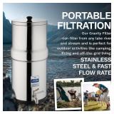 $250 Survivor Filter Ultra Gravity Water Filter System - Stainless Steel Countertop Gravity Fed Water Filter, 2.25 Gallon, for Home and Outdoors - Removes Bacteria, Viruses, and Parasites