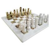 Handmade Staunton White and Green Onyx Marble Chess Board Game Set - Best Board Games for Home D cor Gifts - Suitable for Table D cor - Non Go Board Game - Non Checker Board Game