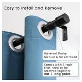 Lot of 5 with bonus box, Curtain Rods for Windows 16 to 48 or 60 Inches Max Adjustable Length 1 Inch Diameter Window Curtain Rod with Aluminium Finials, Black