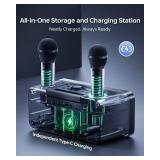 216 Bluetooth Karaoke Machine for Adult Kid with Storage and Charging Station, Powerful Karaoke System, 12H Playtime, Rechargeable Wirless Microphone, Support USB/AUX Indoor Outdoor