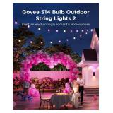 $160 Govee S14 Bulb Outdoor String Lights 2, 144ft RGBIC Smart Warm White Outdoor Lights with 15 LED Bulbs, 111 Scene Modes for Outdoor Decor, IP66 Compatible with Alexa, Google, Matter, APP Control